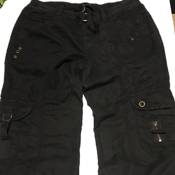 black multi pocket cargo pants